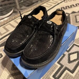 Hey Dude Sparkling Black Loafers